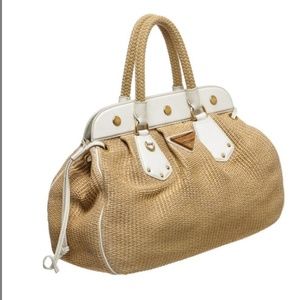 Authentic Vintage Prada Jute and Leather bag